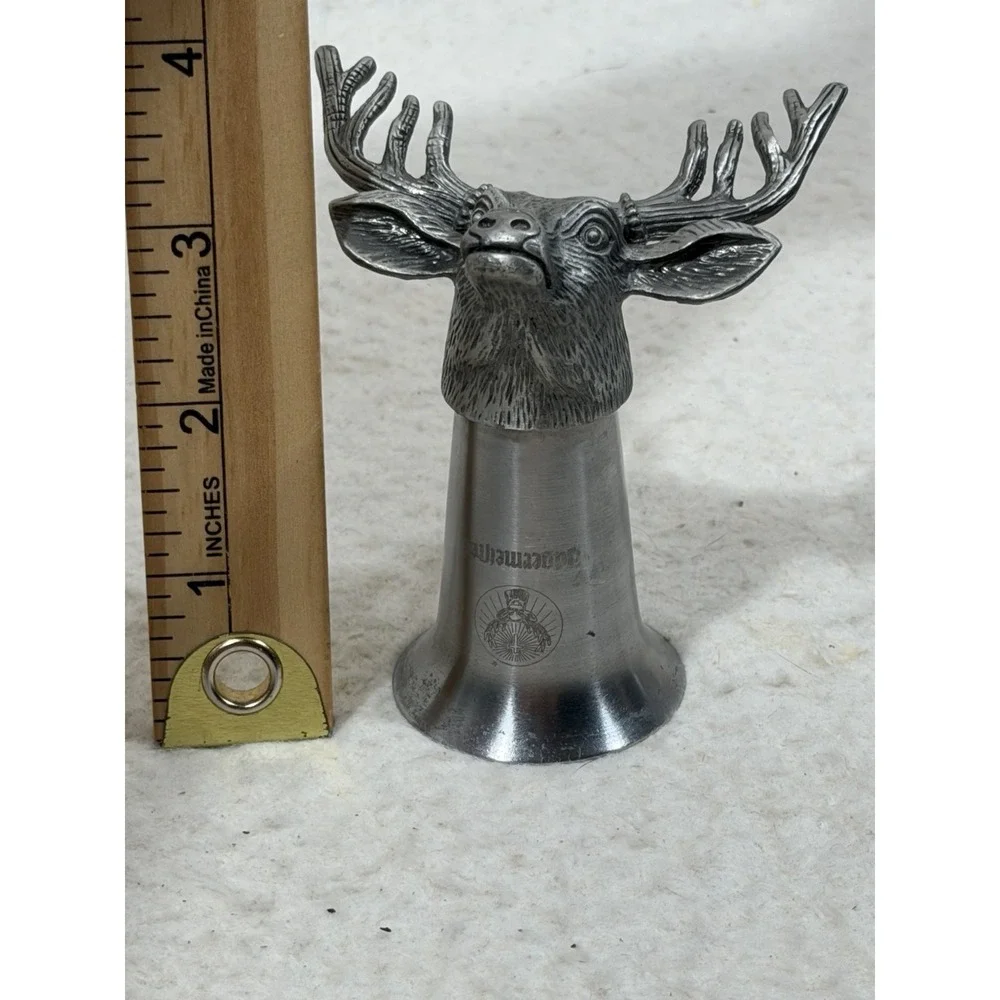 Jagermeister Pewter Stag Deer Head Shot Glass Jigger Rustic Lodge Barware